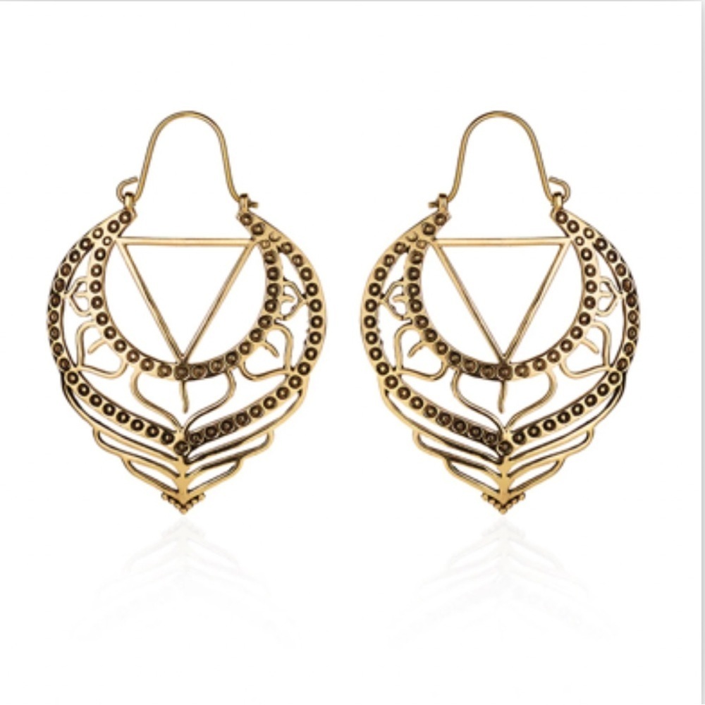 2/$30🌵 Gold Sacred Mandala Earrings Geo Hoop Dangle Jewelry Statement Gift NEW